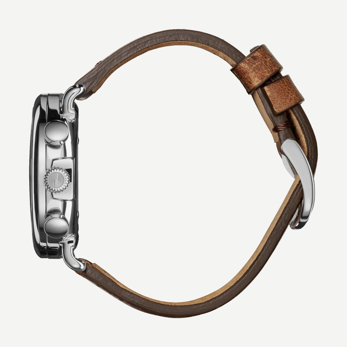 Shinola Runwell Chrono 41mm watch with British tan leather strap and midnight blue dial