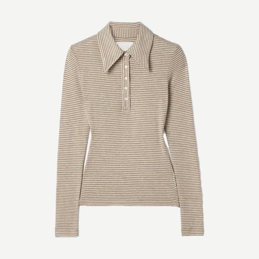 Shaea Polo - Chiltern & Oatmeal Stripe - Galvanic.co