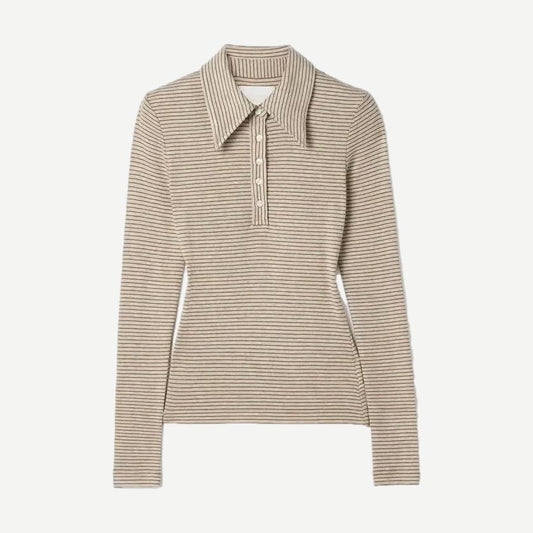 Shaea Polo - Chiltern & Oatmeal Stripe - Galvanic.co