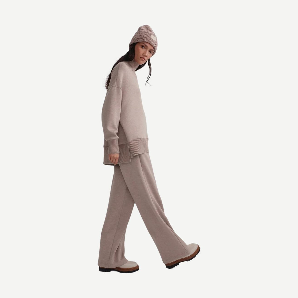 Barker High Neck Sweat - Taupe Marl