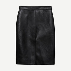 Tyra Skirt - Black Recycled Leather - Galvanic.co