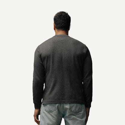 Waffle Knit Thermal Crewneck - Charcoal