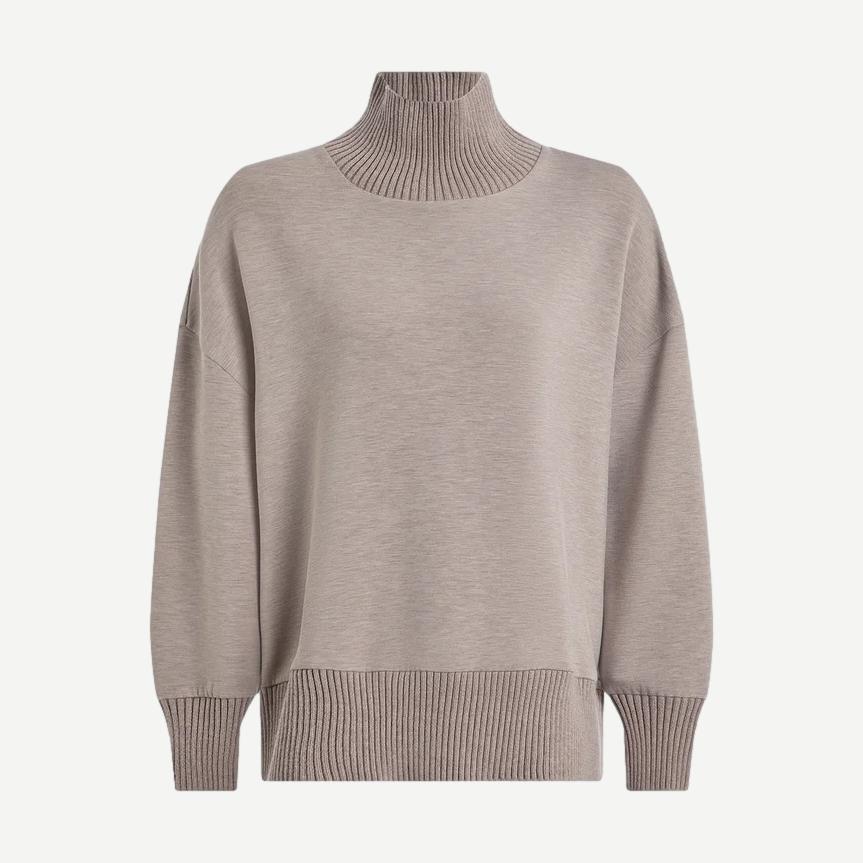 Barker High Neck Sweat - Taupe Marl