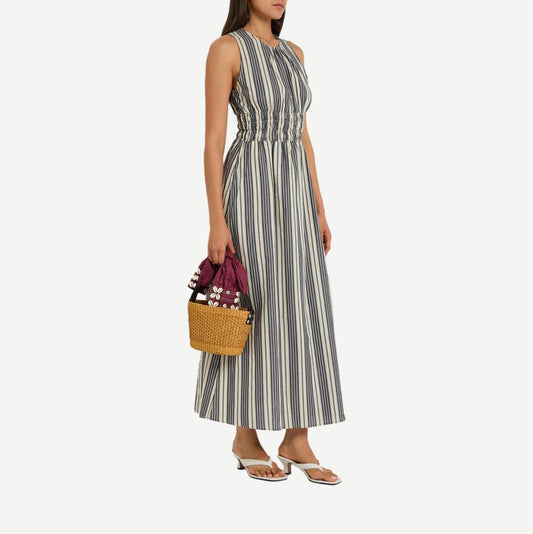Callista Midi Dress - Antique Navy Stripe - Galvanic.co