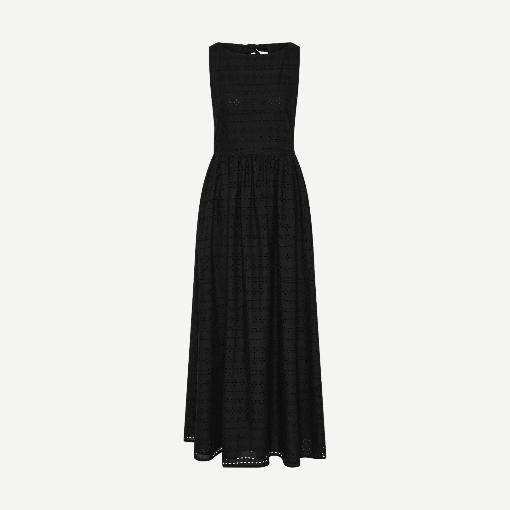 Tuva Midi Dress - Agnes Broderie Anglaise Black - Galvanic.co