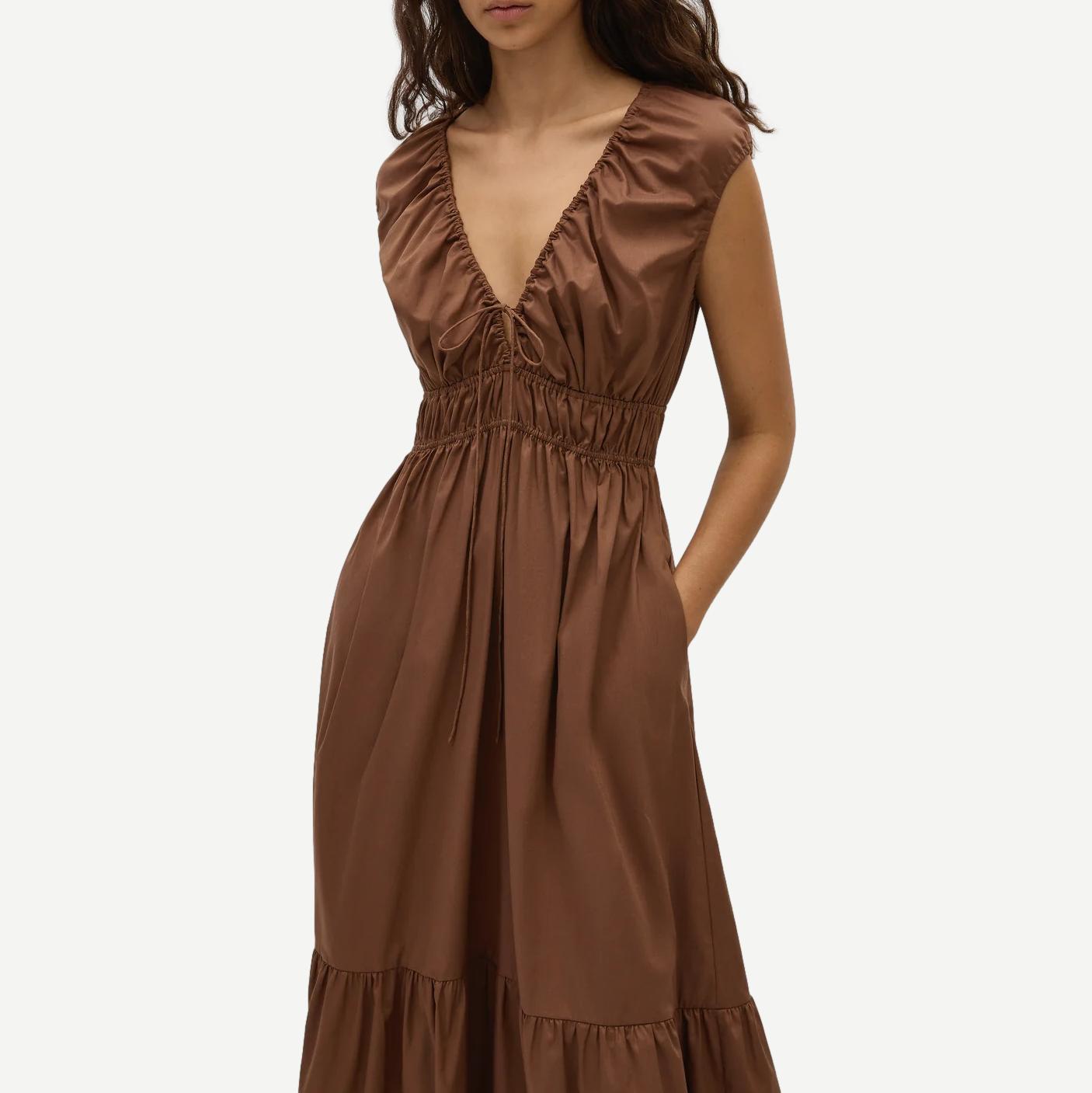Hedda Maxi Dress - Chestnut Brown - Galvanic.co