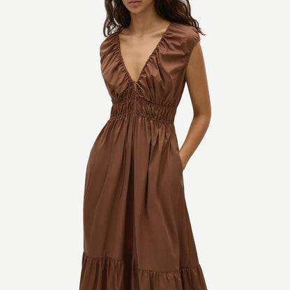 Hedda Maxi Dress - Chestnut Brown - Galvanic.co