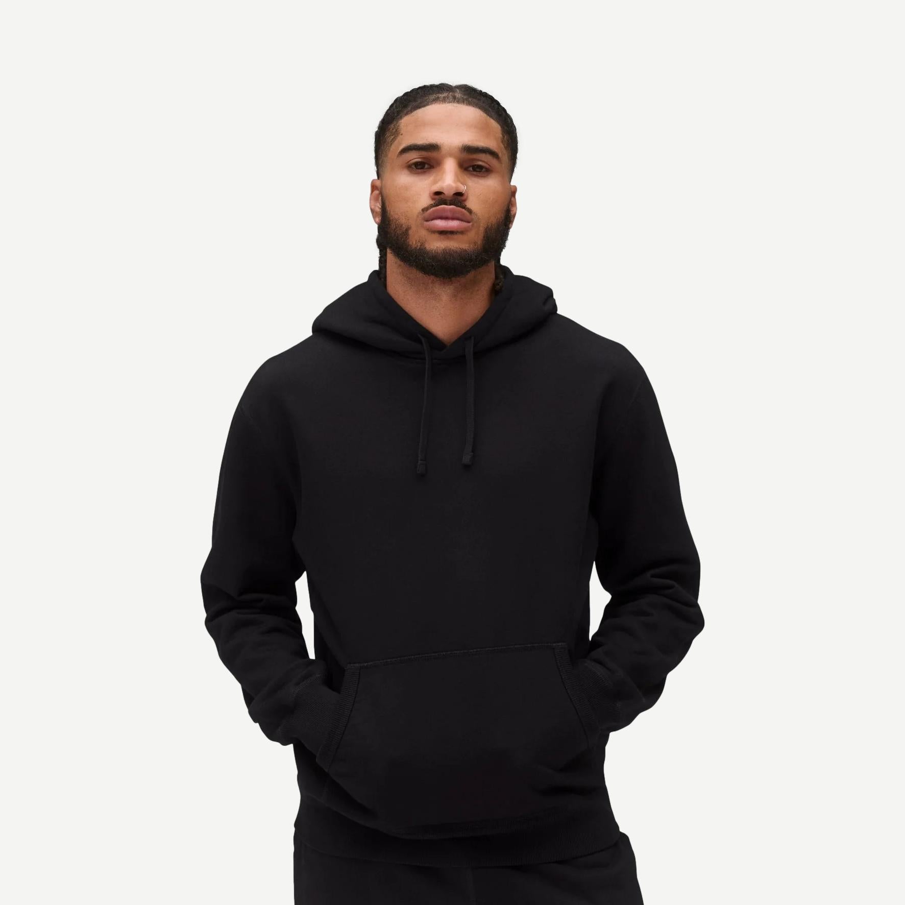 Knit Midweight Terry Standard Hoodie - Black - Galvanic.co