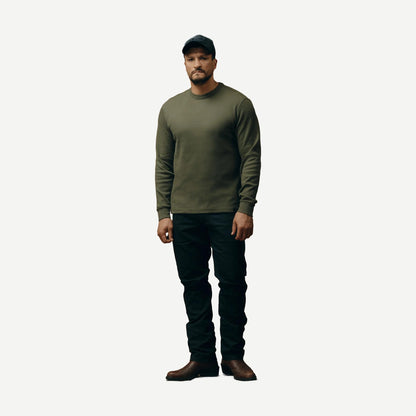 Waffle Knit Thermal Crewneck - Mossyrock - Galvanic.co