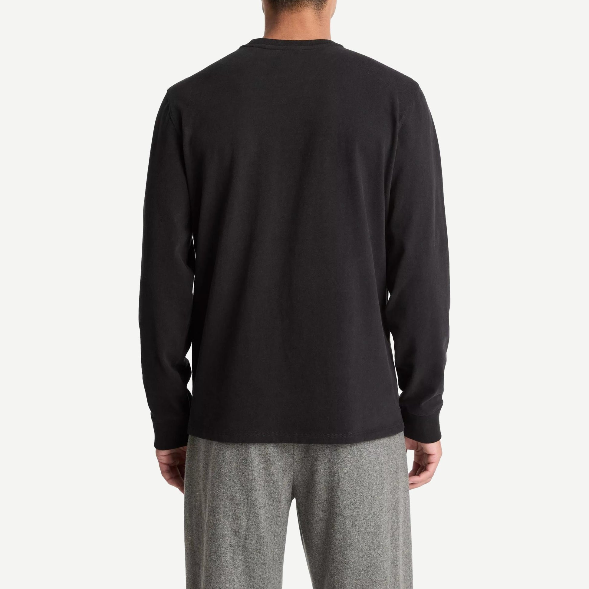 Sueded Jersey Pocket Crewneck - Black - Galvanic.co