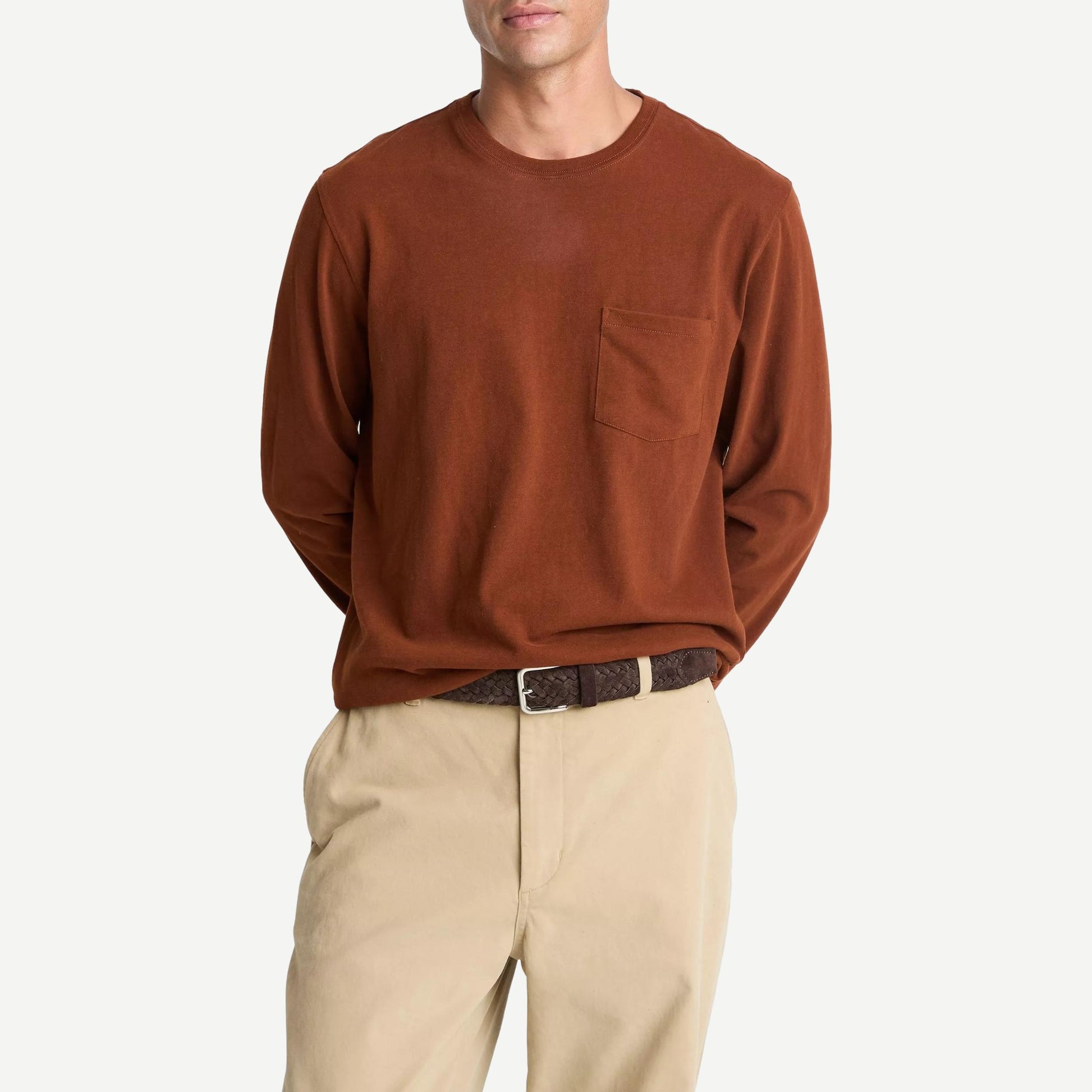 Sueded Jersey Pocket Crewneck - Copperhead - Galvanic.co