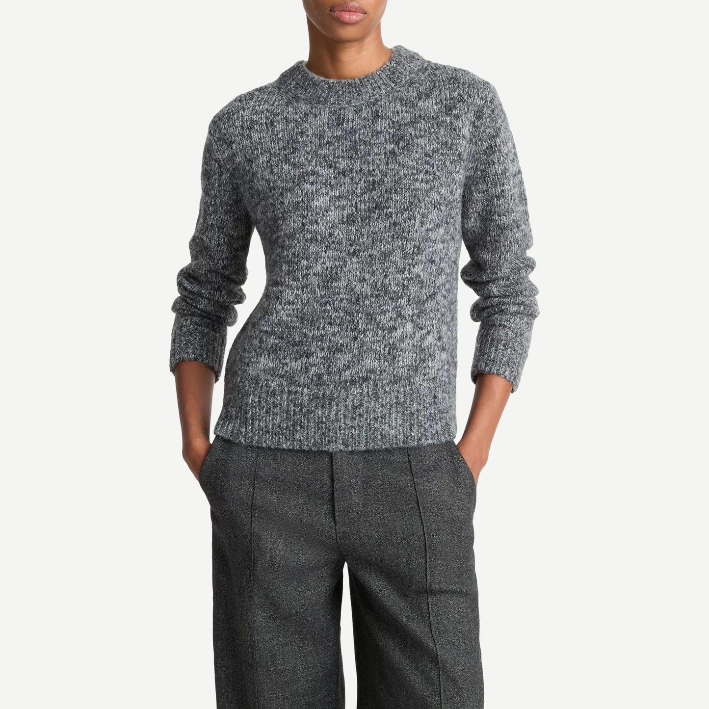 Marled Crew Neck Sweater - Medium Heather Grey - Galvanic.co