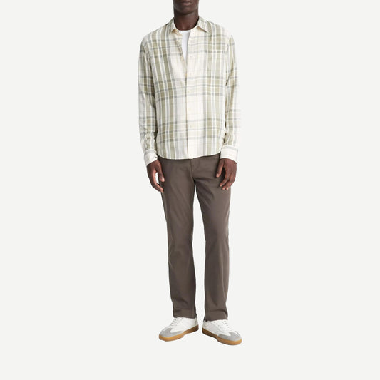Dunluce Plaid L/S Shirt - Blanco/Driver Green - Galvanic.co