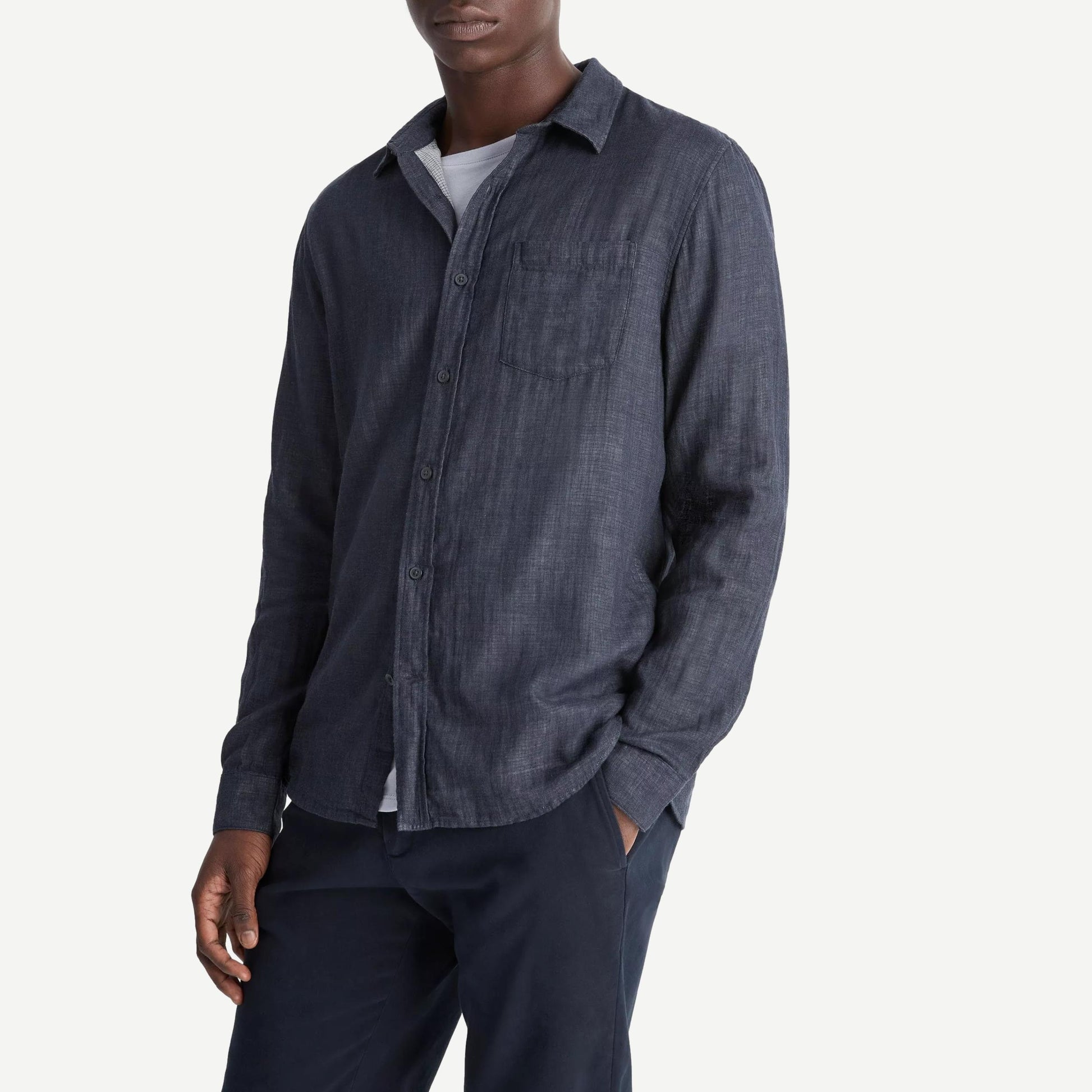 Heathered Double Face L/S Shirt - Coastal - Galvanic.co