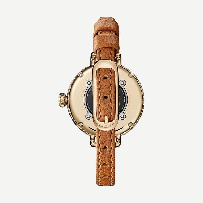 Birdy Moon Phase 34mm Tan Leather - White