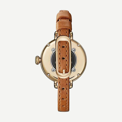 Birdy Moon Phase 34mm Tan Leather - White