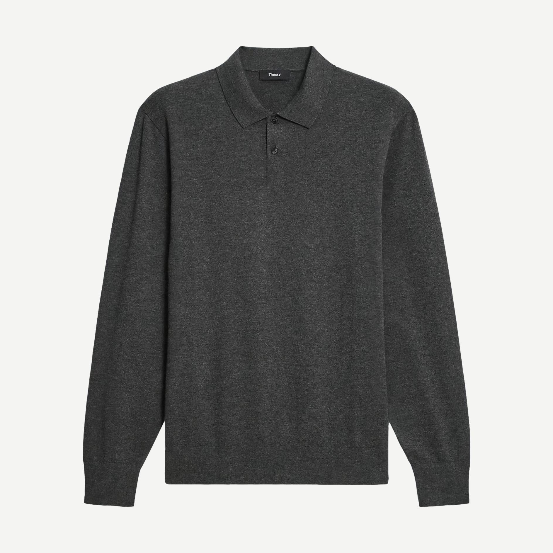 Goris Polo Long Sleeve Shirt - Charcoal Melange - Galvanic.co