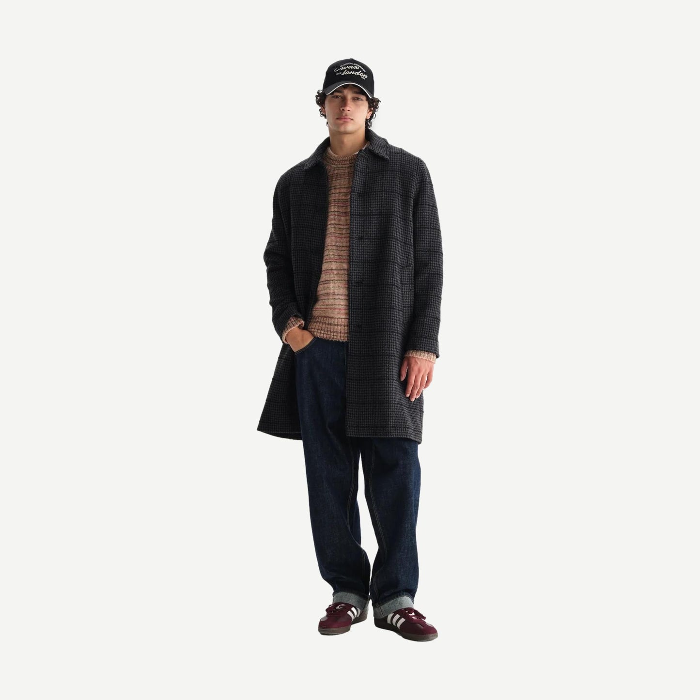 Stan Coat - Navy / Grey Puppytooth Check - Galvanic.co