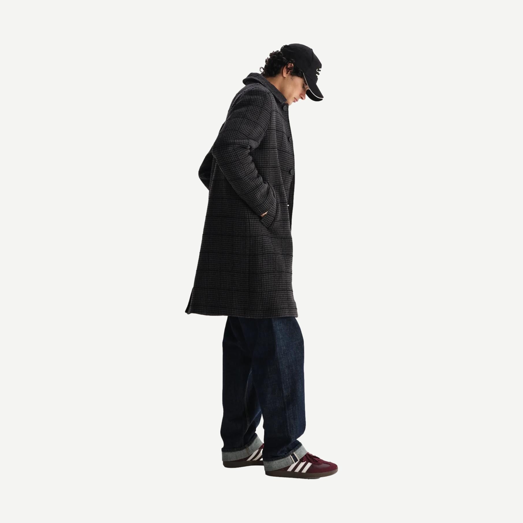 Stan Coat - Navy / Grey Puppytooth Check - Galvanic.co