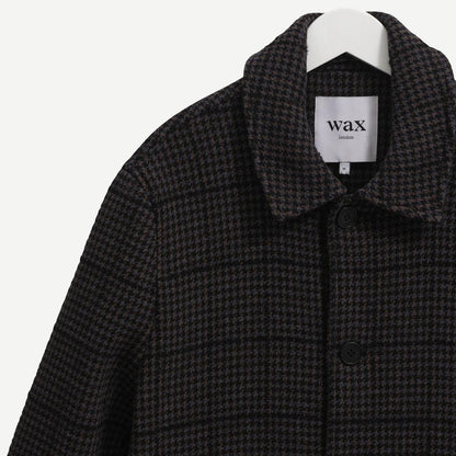 Stan Coat - Navy / Grey Puppytooth Check - Galvanic.co