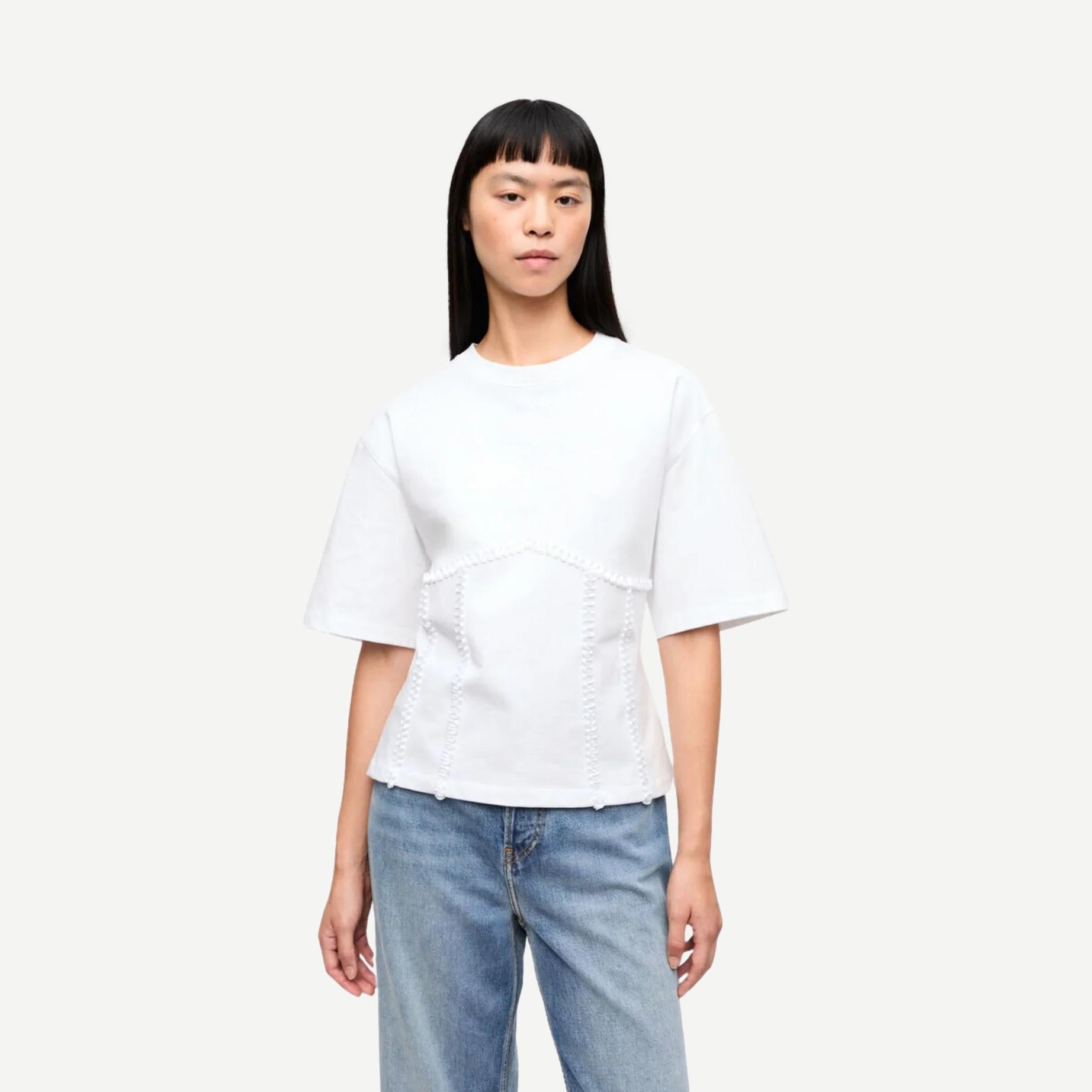 Heavy Cotton Tie Back Waisted T-Shirt - Bright White - Galvanic.co