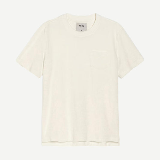 OAS Terry Tee in white, a casual short-sleeve t-shirt made from soft terry fabric, displayed on a plain background.