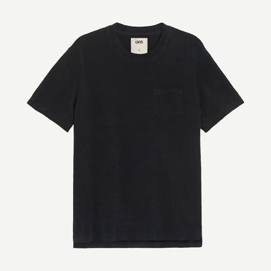 Black Terry Tee from OAS, a casual black T-shirt with a soft terry fabric, displayed on a plain background.