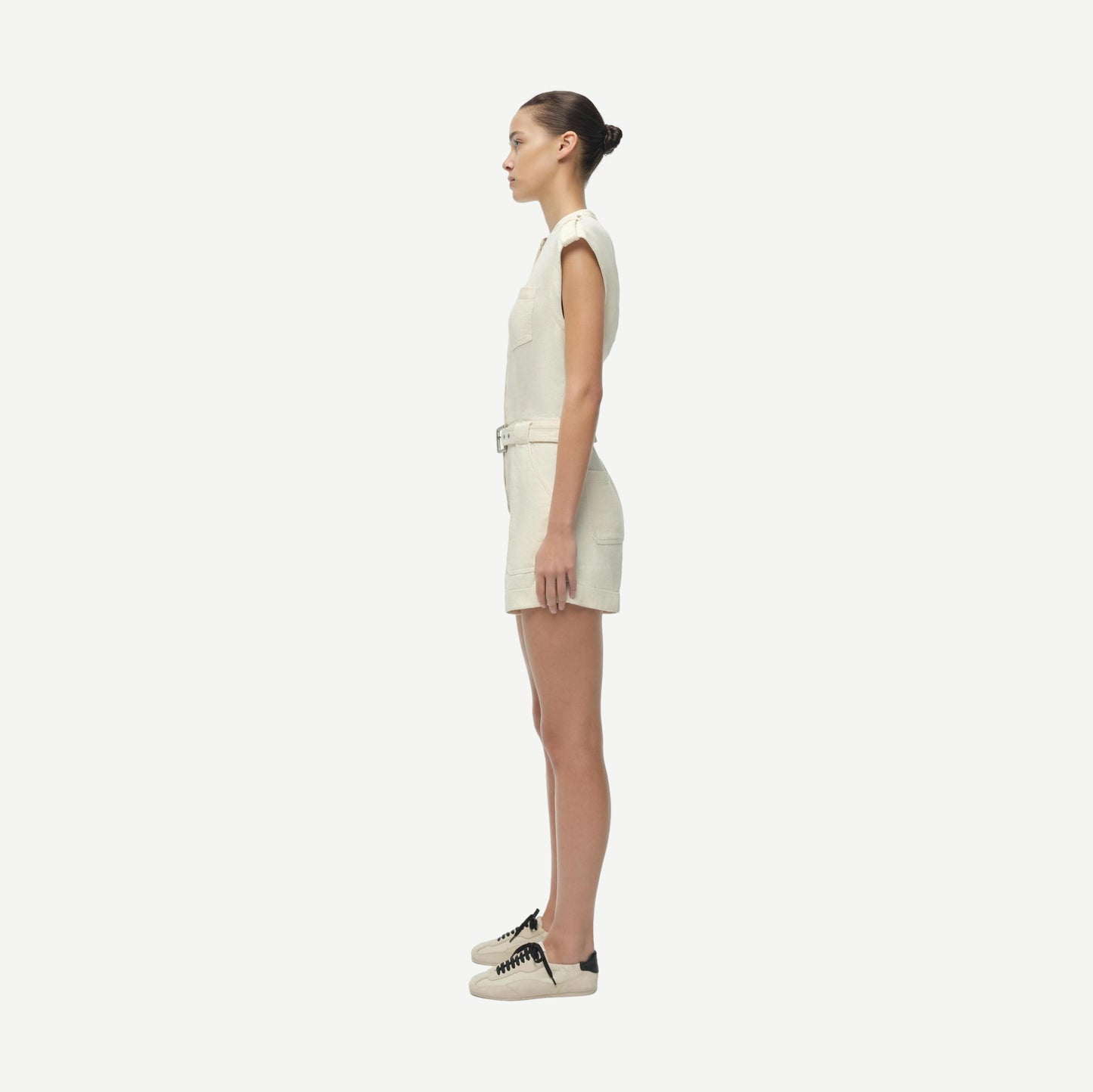 Tinka Belted Romper - Ecru