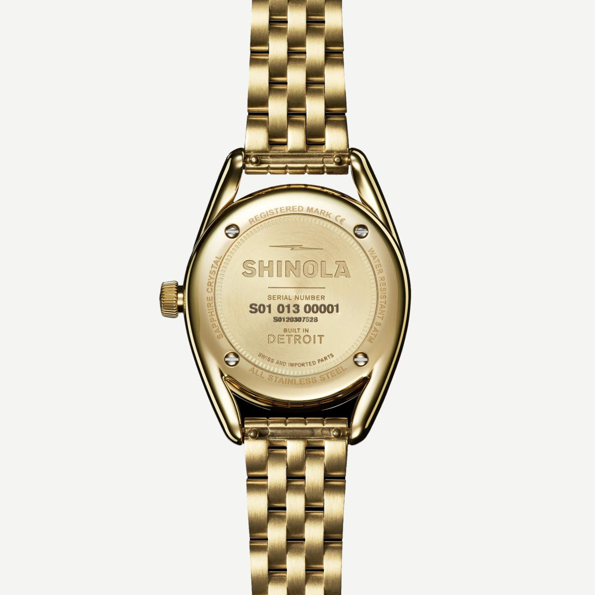 Shinola Derby 2H gold 30.5mm watch with a malachite green dial