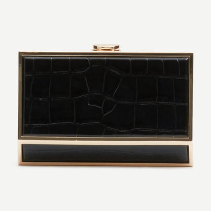 Maddox Croc-Embossed Clutch - Black