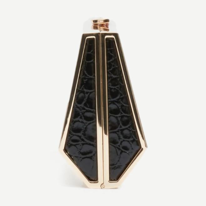 Maddox Croc-Embossed Clutch - Black