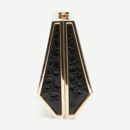 Maddox Croc-Embossed Clutch - Black