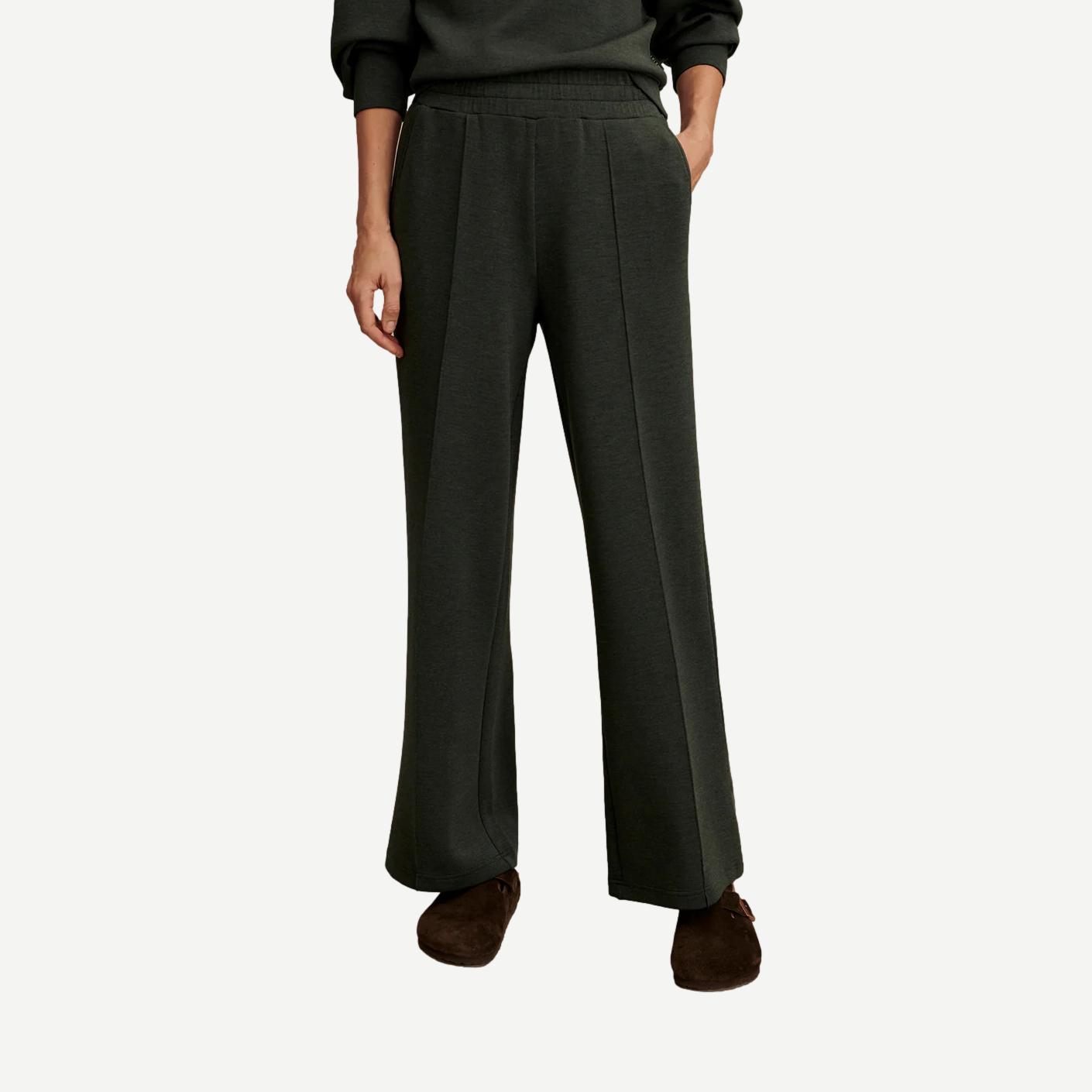 The Wide Leg Pant - Olive Marl