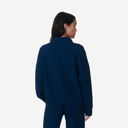 Mavis Mock Neck Sweat - Sea Blue