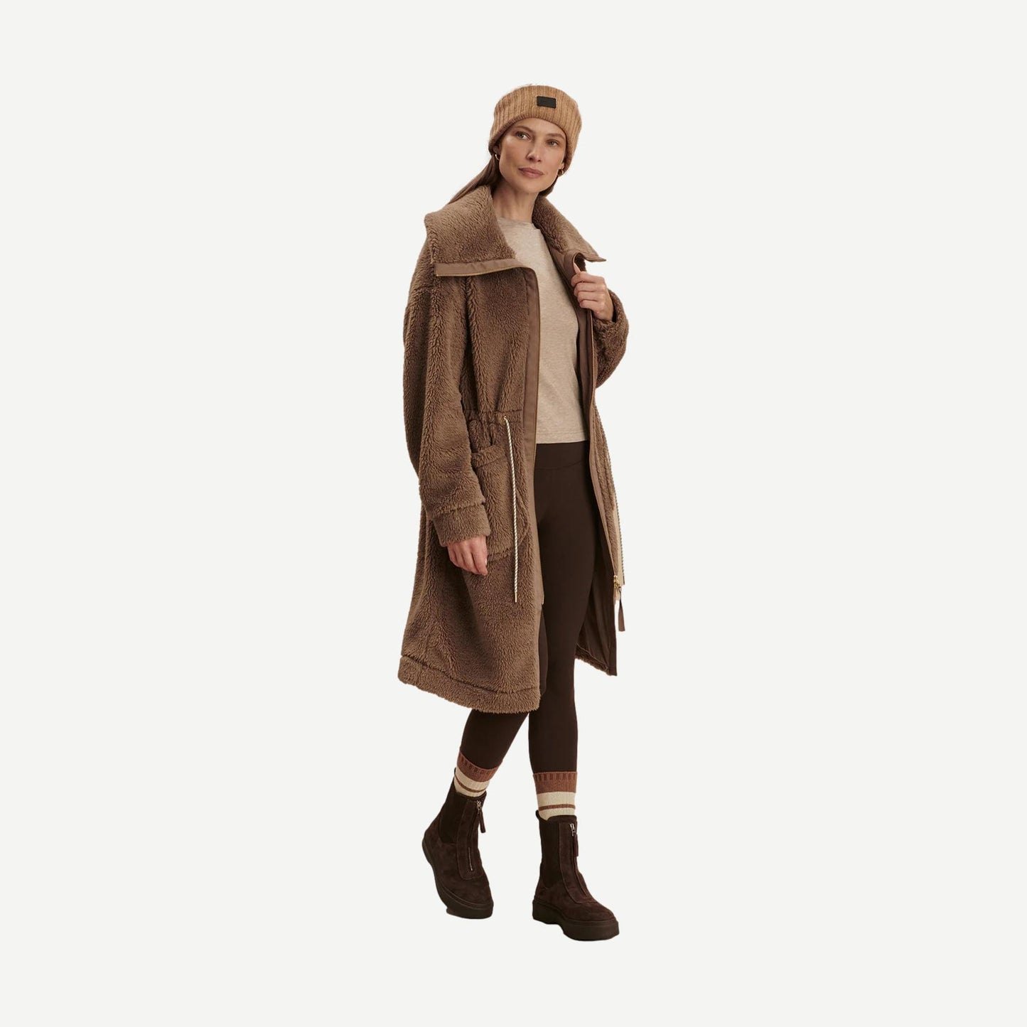Logan Sherpa Coat - Ash Taupe