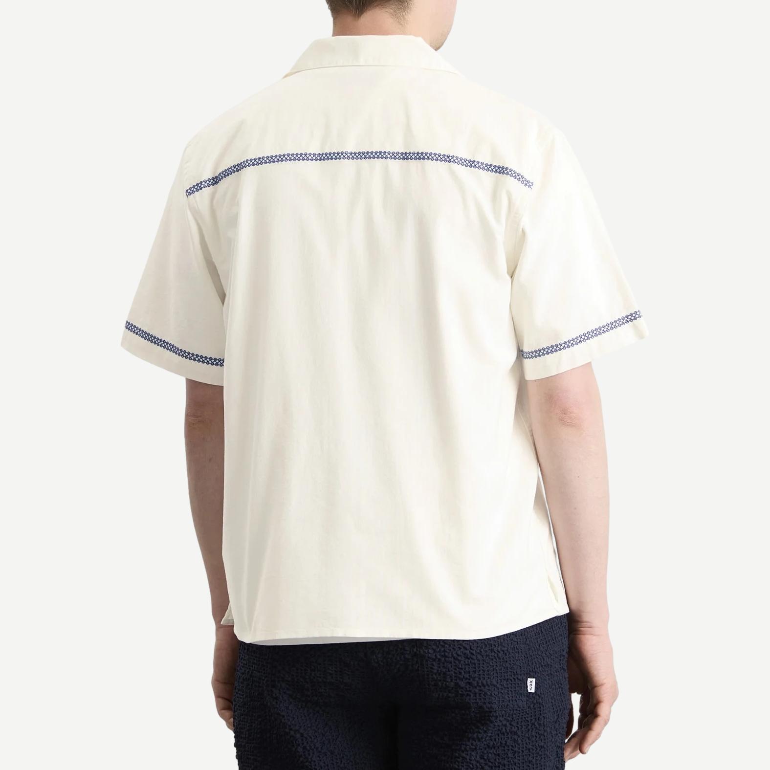 Didcot SS Shirt - Pintuck - Ecru/Blue - Galvanic.co