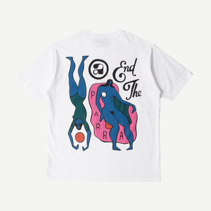 White End The Loungechair T-Shirt by By Parra featuring a graphic print on the front.