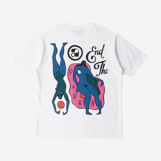 White End The Loungechair T-Shirt by By Parra featuring a graphic print on the front.