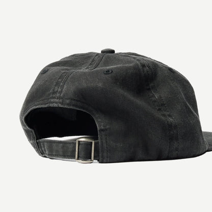 Black "End The 6 Panel Hat" by Parra, stylish six-panel cap with minimal branding and a classic design.