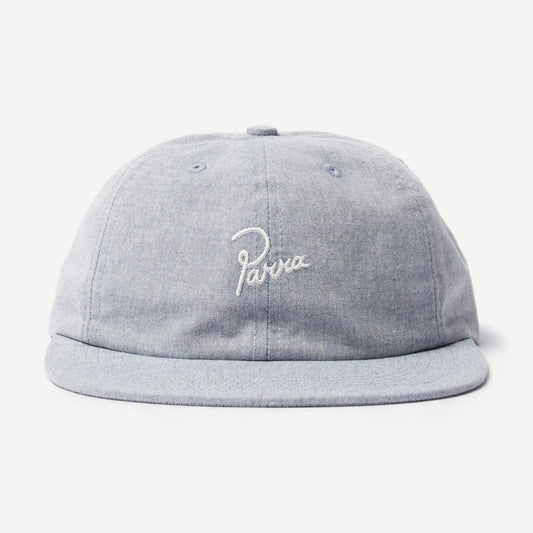 Blue Signature 6 Panel Hat by Parra featuring a structured six-panel design and embroidered logo on the front.