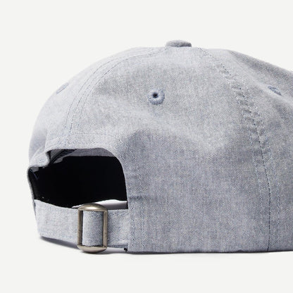 Blue Signature 6 Panel Hat by Parra with structured crown and curved brim, featuring a subtle embroidered logo on front.