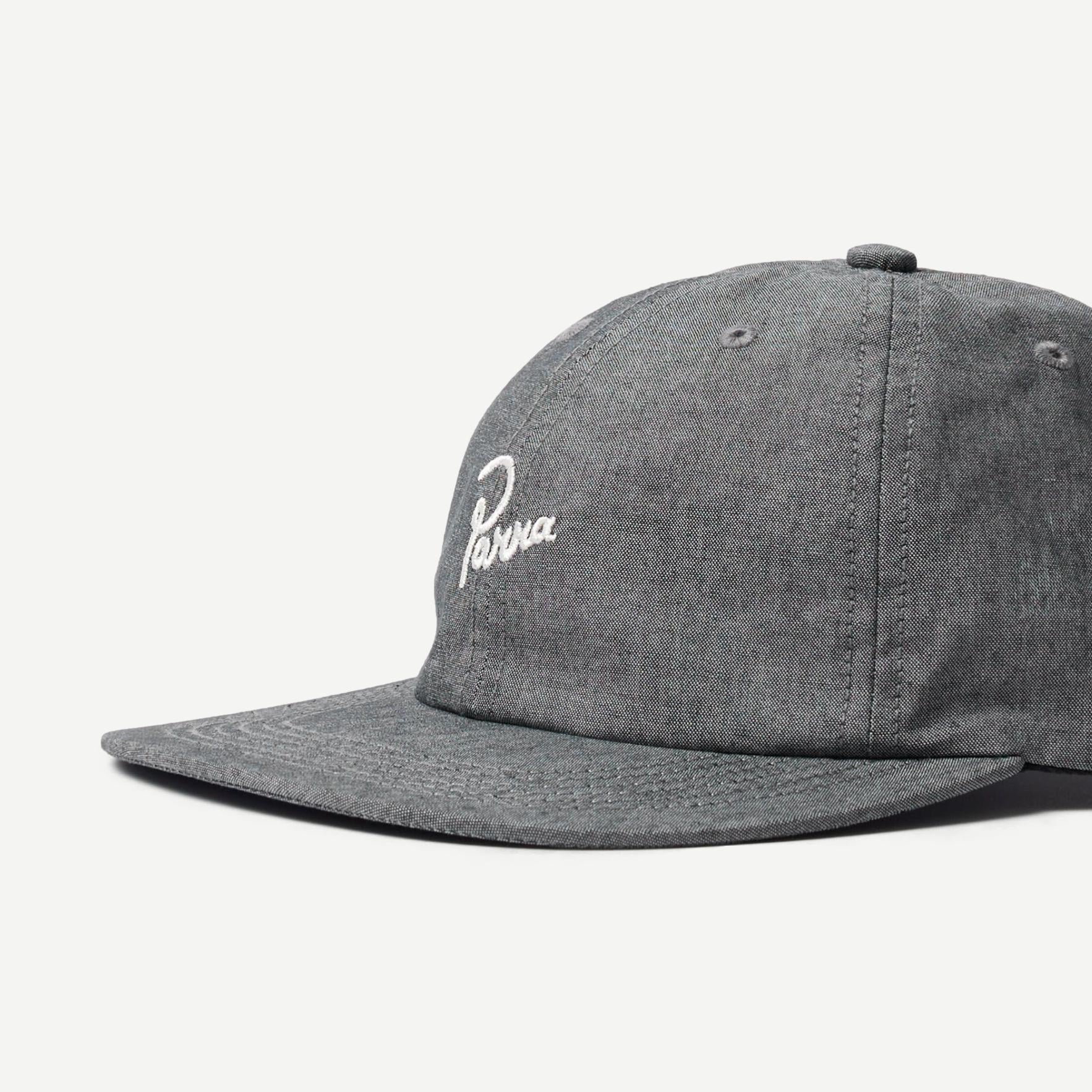 By Parra Signature 6 Panel Hat in black, featuring a classic six-panel design and adjustable strap for a comfortable fit.