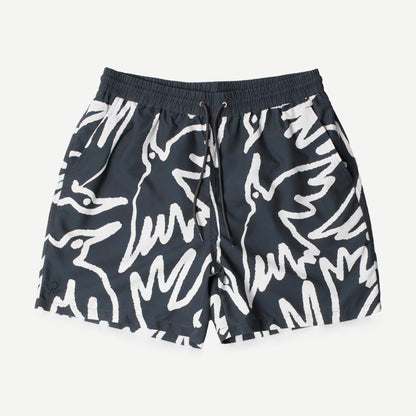 Birds Fly Free Swim Shorts - Black - Galvanic.co