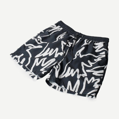 Birds Fly Free Swim Shorts - Black - Galvanic.co
