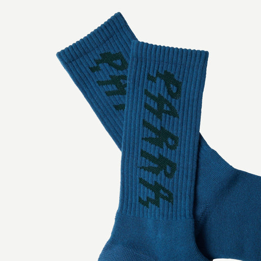 Spiked Logo Crew Socks - Dark Mallard Green - Galvanic.co