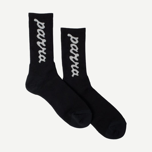Lowercase Script Logo Crew Socks - Black