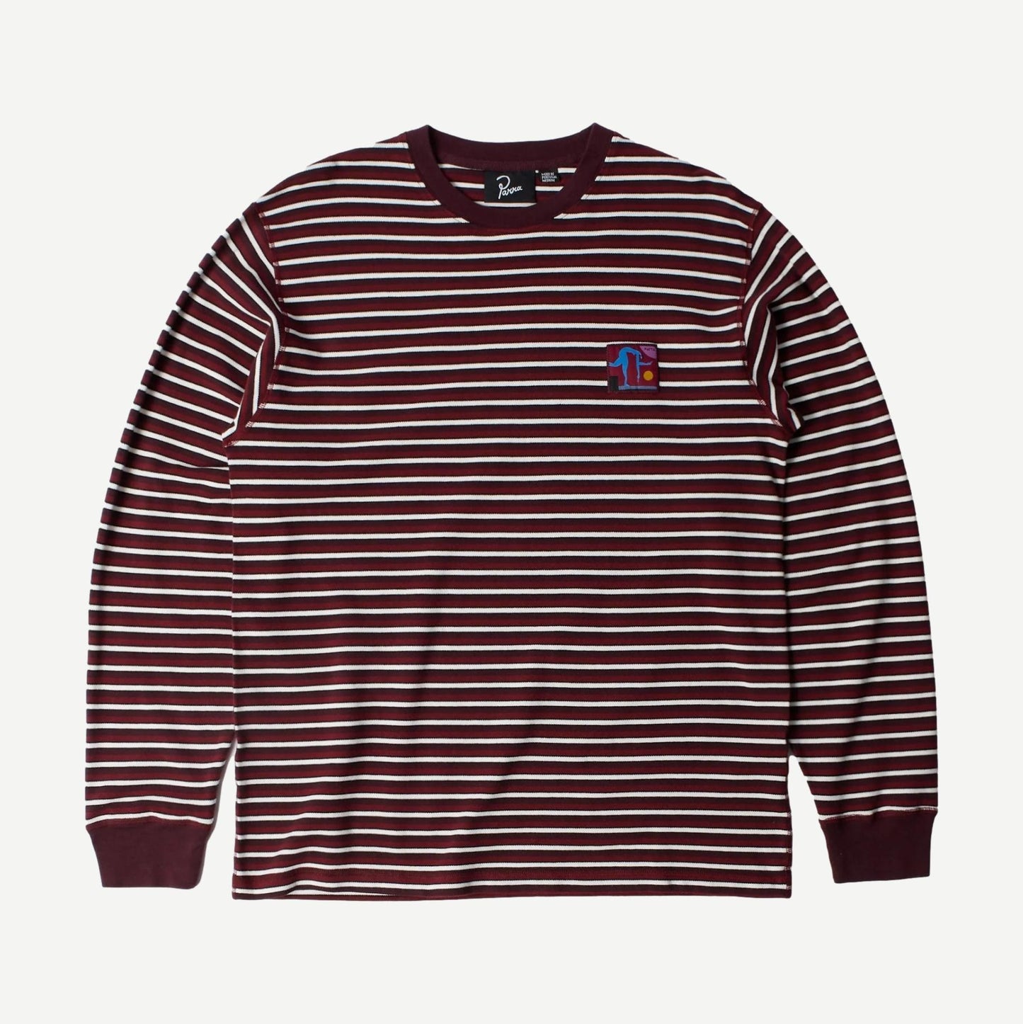 Tripped Stripes Pique Long Sleeve - Dark Red