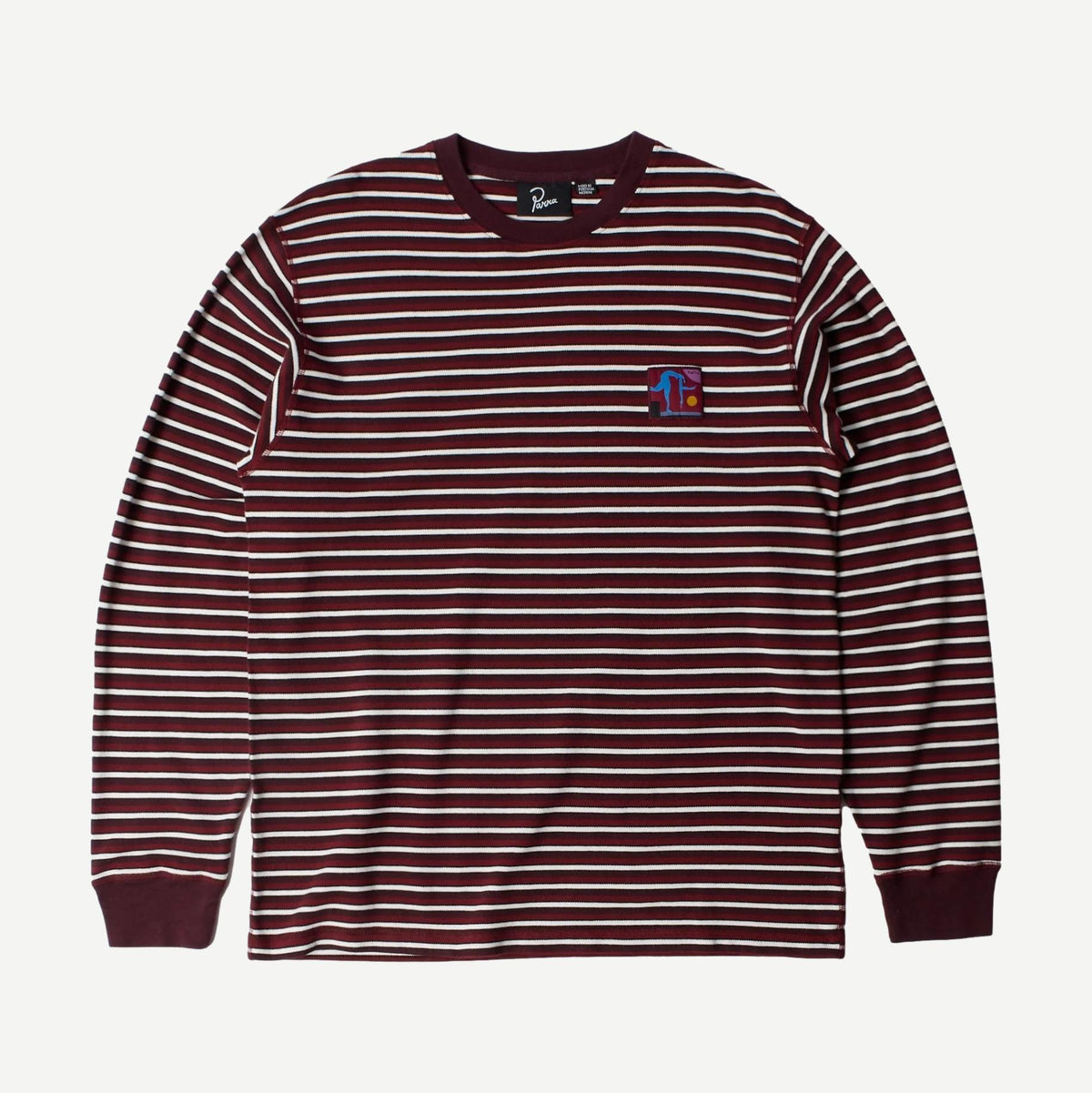 Tripped Stripes Pique Long Sleeve - Dark Red - Galvanic.co