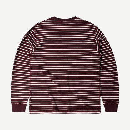 Tripped Stripes Pique Long Sleeve - Dark Red