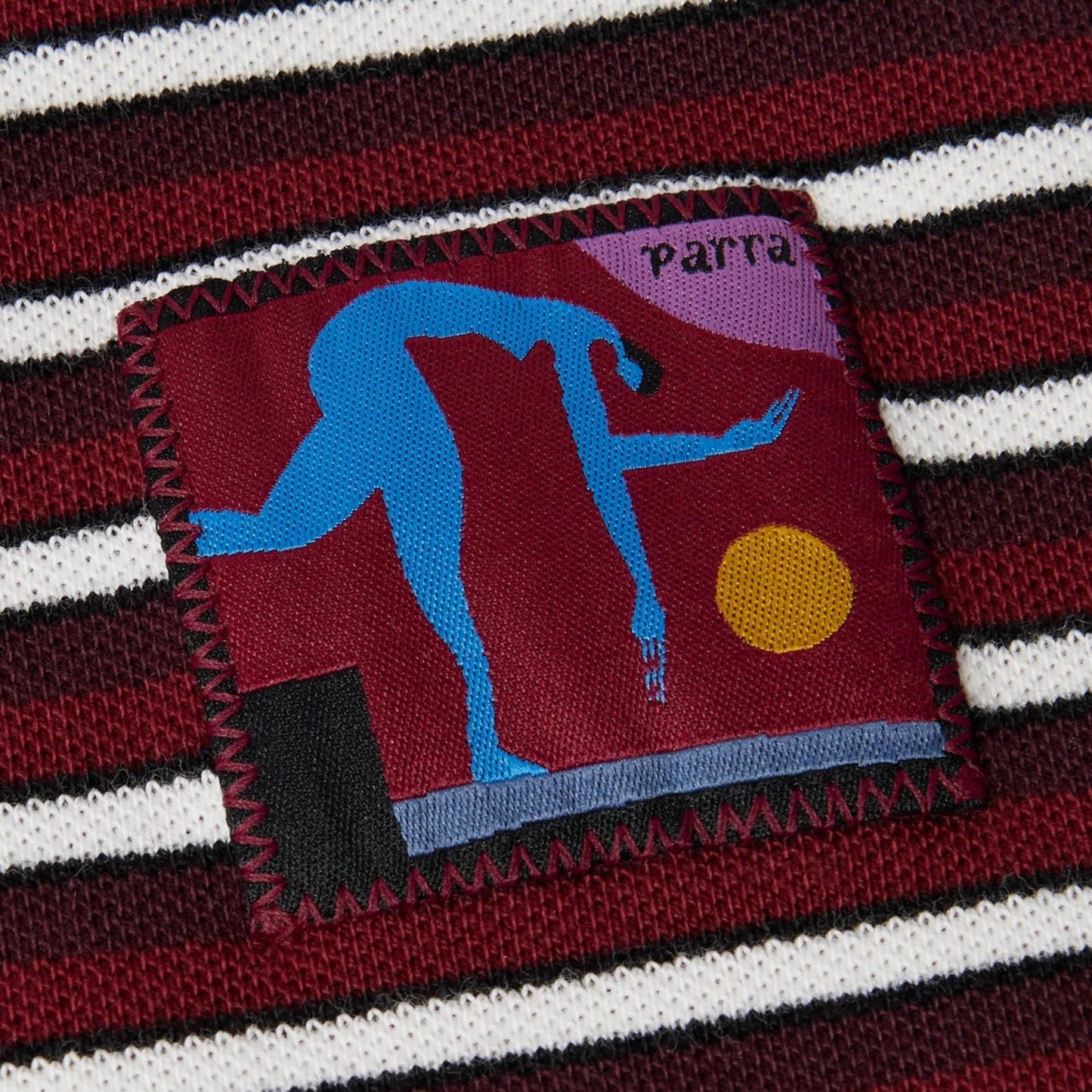 Tripped Stripes Pique Long Sleeve - Dark Red